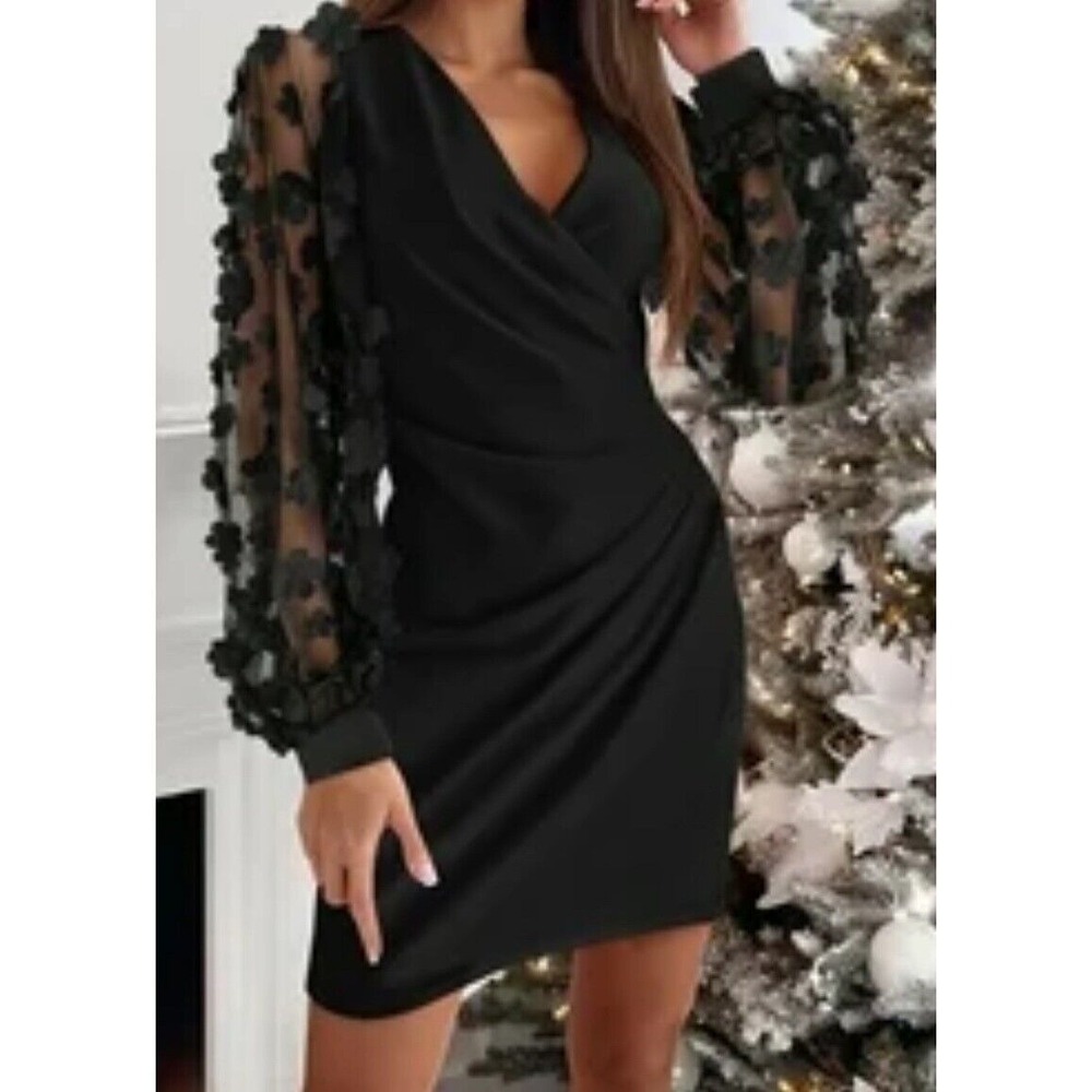 NWOT Laughido‎ Black Bodycon Dress size L